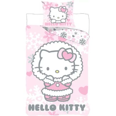Hello Kitty winterjas Dekbedovertrek 140 X 200 cm - 70x90 cm - katoen Roze Hello Kitty winterjas Dekbedovertrek 140 X 200 cm - 70x90 cm - katoen Roze