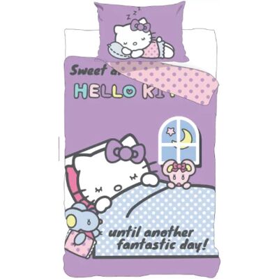 Hello Kitty sleepy Dekbedovertrek 100x135 cm, 40x60 cm - katoen Roze Hello Kitty sleepy Dekbedovertrek 100x135 cm, 40x60 cm - katoen Roze