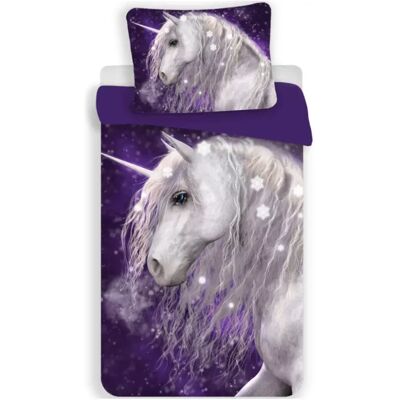 Sweet Home dekbedovertrek Unicorn Purple 100 x 135 cm - 40 x 60 cm - katoen Paars Sweet Home dekbedovertrek Unicorn Purple 100 x 135 cm - 40 x 60 cm - katoen Paars