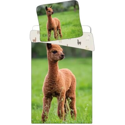Sweet Home dekbedovertrek Llama 100 x 135 cm - 40 x 60 cm - katoen Groen Sweet Home dekbedovertrek Llama 100 x 135 cm - 40 x 60 cm - katoen Groen