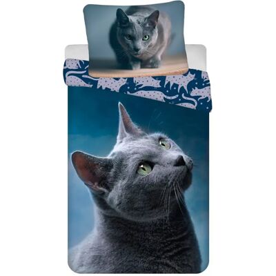 Sweet Home dekbedovertrek Cat Dark 140 x 200 cm - 70 x 90 cm - katoen Blauw Sweet Home dekbedovertrek Cat Dark 140 x 200 cm - 70 x 90 cm - katoen Blauw