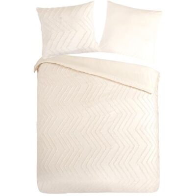 Pure Dekbedovertrek "Zigzag" - Off-Wit - (200x200 cm) - 100% Polyester Off-Wit Pure Dekbedovertrek "Zigzag" - Off-Wit - (200x200 cm) - 100% Polyester Off-Wit