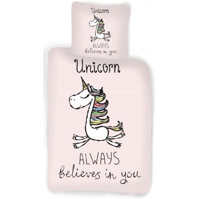 Sweet Home Dekbedovertrek Unicorn Always Believes in You - 100 x 140 cm - 40 x 45 cm - Katoen Roze Sweet Home Dekbedovertrek Unicorn Always Believes in You - 100 x 140 cm - 40 x 45 cm - Katoen Roze