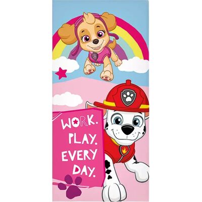 Paw Patrol handdoek Work, Play Every day 70 x 140 cm - Katoen Multicolor Paw Patrol handdoek Work, Play Every day 70 x 140 cm - Katoen Multicolor