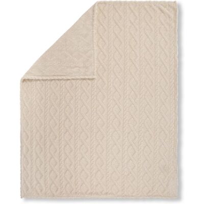 Descanso Plaid "Jacquard teddy" - Off-Wit - (130x160 cm) - 100% Polyester Off-Wit Descanso Plaid "Jacquard teddy" - Off-Wit - (130x160 cm) - 100% Polyester Off-Wit