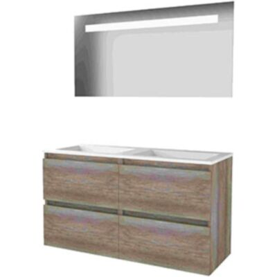 Basic Line Basic-Line Economic 46 Badkamermeubelset - 120 x 46 cm - Greeploos - 4 Lades - Acryl Wastafel - Zonder Kraangat - Spiegel met LED Verlichting - Scotch Oak Basic Line Basic-Line Economic 46 Badkamermeubelset - 120 x 46 cm - Greeploos - 4 Lades - Acryl Wastafel - Zonder Kraangat - Spiegel met LED Verlichting - Scotch Oak