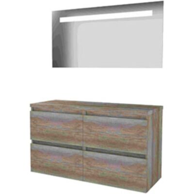 Basic Line Basic-Line Economic 46 Badkamermeubelset - 120 x 46 cm - Greeploos - 4 Lades - Wastafelblad - Spiegel met LED Verlichting - Scotch Oak Basic Line Basic-Line Economic 46 Badkamermeubelset - 120 x 46 cm - Greeploos - 4 Lades - Wastafelblad - Spiegel met LED Verlichting - Scotch Oak