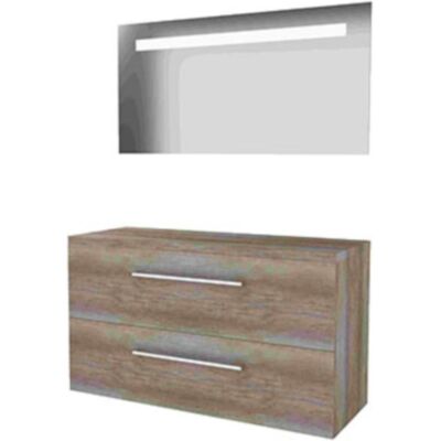 Basic Line Basic-Line Economic 46 Badkamermeubelset - 120 x 46 cm - Met Grepen - 2 Lades - Wastafelblad - Spiegel met LED Verlichting - Scotch Oak Basic Line Basic-Line Economic 46 Badkamermeubelset - 120 x 46 cm - Met Grepen - 2 Lades - Wastafelblad - Spiegel met LED Verlichting - Scotch Oak