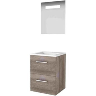 Basic Line Basic-Line Economic 46 Badkamermeubelset - 50 x 46 cm - Met Grepen - 2 Lades - Acryl Wastafel - 1 Kraangat - Spiegel met LED Verlichting - Scotch Oak Basic Line Basic-Line Economic 46 Badkamermeubelset - 50 x 46 cm - Met Grepen - 2 Lades - Acryl Wastafel - 1 Kraangat - Spiegel met LED Verlichting - Scotch Oak
