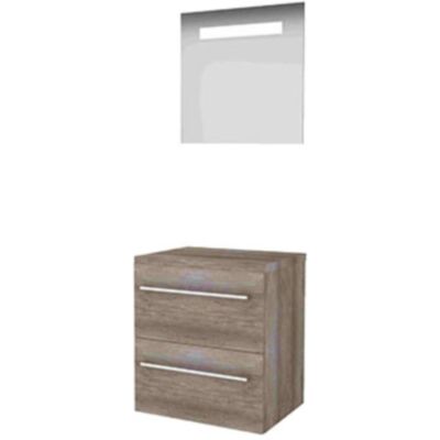 Basic Line Basic-Line Economic 46 Badkamermeubelset - 60 x 46 cm - Met Grepen - 2 Lades - Wastafelblad - Spiegel met LED Verlichting - Scotch Oak Basic Line Basic-Line Economic 46 Badkamermeubelset - 60 x 46 cm - Met Grepen - 2 Lades - Wastafelblad - Spiegel met LED Verlichting - Scotch Oak