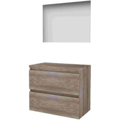 Basic Line Basic-Line Ultimate 46 Badkamermeubelset - 80 x 46 cm - Greeploos - 2 Lades - Wastafelblad - Spiegel met Indirecte LED Verlichting - Scotch Oak Basic Line Basic-Line Ultimate 46 Badkamermeubelset - 80 x 46 cm - Greeploos - 2 Lades - Wastafelblad - Spiegel met Indirecte LED Verlichting - Scotch Oak