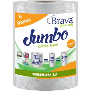 Brava - Super Keukenpapier - 6 Maxi XXL Rollen - Ultra Absorberend Keukenpapier - Ultra Clean Keukenrol - Voordeelverpakking Brava - Super Keukenpapier - 6 Maxi XXL Rollen - Ultra Absorberend Keukenpapier - Ultra Clean Keukenrol - Voordeelverpakking
