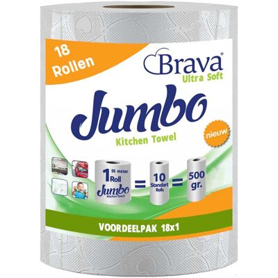 Brava - Super Keukenpapier - 18 Maxi XXL Rollen - Ultra Absorberend Keukenpapier - Ultra Clean Keukenrol - Voordeelverpakking Brava - Super Keukenpapier - 18 Maxi XXL Rollen - Ultra Absorberend Keukenpapier - Ultra Clean Keukenrol - Voordeelverpakking