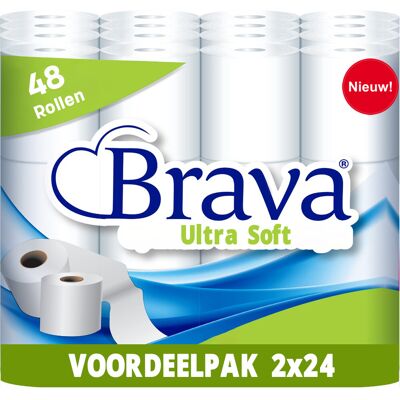 Brava - Ultra Soft Toiletpapier - 48 Rollen - Ultiem Comfort WC Papier - Superieure Sterkte - Maximale Absorptie & Pluisvrij - Voordeelverpakking WC Papier Brava - Ultra Soft Toiletpapier - 48 Rollen - Ultiem Comfort WC Papier - Superieure Sterkte - Maximale Absorptie & Pluisvrij - Voordeelverpakking WC Papier