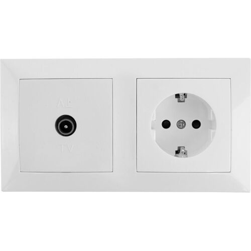 BES LED Coax Contactdoos - Wandcontactdoos - Aigi Cika - Inbouw - 1-voudig Stopcontact - 1-voudig Coax - Randaarde - Incl. Afdekraam - Wit