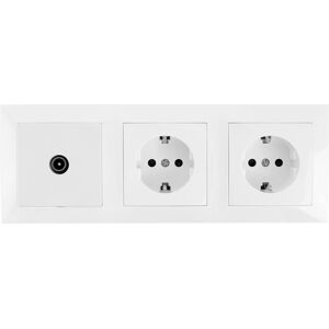 BES LED Coax Contactdoos - Wandcontactdoos - Aigi Cika - Inbouw - 2-voudig Stopcontact - 1-voudig Coax - Randaarde - Incl. Afdekraam - Wit BES LED Coax Contactdoos - Wandcontactdoos - Aigi Cika - Inbouw - 2-voudig Stopcontact - 1-voudig Coax - Randaarde - Incl. Afdekraam - Wit