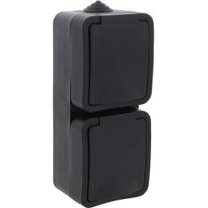 Q-LINK - Wandcontactdoos - Buitenstopcontact - Opbouw - Verticaal - Dubbel Stopcontact - Spatwaterdicht IP54 - Randaarde - Kinderbeveiliging - Mat Zwart Q-LINK - Wandcontactdoos - Buitenstopcontact - Opbouw - Verticaal - Dubbel Stopcontact - Spatwaterdicht IP54 - Randaarde - Kinderbeveiliging - Mat Zwart