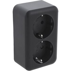 Q-LINK - Wandcontactdoos - Opbouw - Dubbel Stopcontact - Randaarde - Kinderbeveiliging - Mat Zwart Q-LINK - Wandcontactdoos - Opbouw - Dubbel Stopcontact - Randaarde - Kinderbeveiliging - Mat Zwart