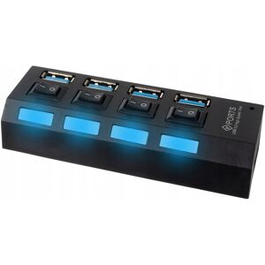 BES LED USB Hub - High Speed 4 Ports 3.0 - Multi Oplaadadapter - Aan/Uit Knop - LED Verlichting - Zwart BES LED USB Hub - High Speed 4 Ports 3.0 - Multi Oplaadadapter - Aan/Uit Knop - LED Verlichting - Zwart
