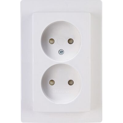 KOPP - Wandcontactdoos - Paris HK05 - Inbouw - 1-voudig Dubbel Stopcontact - Kinderbeveiliging - Arctic Glans Wit KOPP - Wandcontactdoos - Paris HK05 - Inbouw - 1-voudig Dubbel Stopcontact - Kinderbeveiliging - Arctic Glans Wit