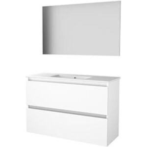 Basic Line Basic-Line Basic 39 Badkamermeubelset - Ondiep - 100 x 39 cm - Greeploos - 2 Lades - Keramische Wastafel - 1 Kraangat - Spiegel - Ice White Basic Line Basic-Line Basic 39 Badkamermeubelset - Ondiep - 100 x 39 cm - Greeploos - 2 Lades - Keramische Wastafel - 1 Kraangat - Spiegel - Ice White