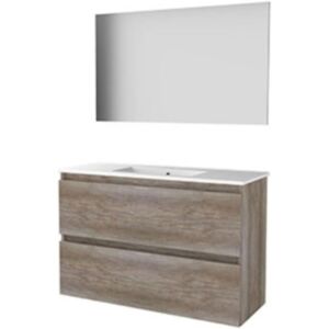 Basic Line Basic-Line Basic 39 Badkamermeubelset - Ondiep - 100 x 39 cm - Greeploos - 2 Lades - Keramische Wastafel - 1 Kraangat - Spiegel - Scotch Oak Basic Line Basic-Line Basic 39 Badkamermeubelset - Ondiep - 100 x 39 cm - Greeploos - 2 Lades - Keramische Wastafel - 1 Kraangat - Spiegel - Scotch Oak