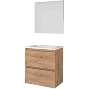 Basic Line Basic-Line Basic 39 Badkamermeubelset - Ondiep - 60 x 39 cm - Greeploos - 2 Lades - Acryl Wastafel - Zonder Kraangat - Spiegel - Whisky Oak Basic Line Basic-Line Basic 39 Badkamermeubelset - Ondiep - 60 x 39 cm - Greeploos - 2 Lades - Acryl Wastafel - Zonder Kraangat - Spiegel - Whisky Oak