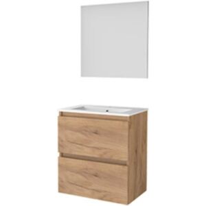 Basic Line Basic-Line Basic 39 Badkamermeubelset - Ondiep - 60 x 39 cm - Greeploos - 2 Lades - Keramische Wastafel - 1 Kraangat - Spiegel - Whisky Oak Basic Line Basic-Line Basic 39 Badkamermeubelset - Ondiep - 60 x 39 cm - Greeploos - 2 Lades - Keramische Wastafel - 1 Kraangat - Spiegel - Whisky Oak