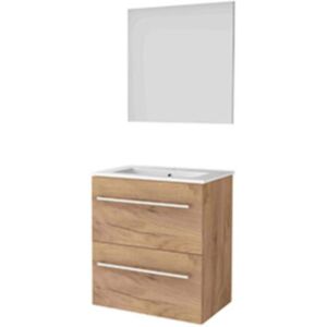 Basic Line Basic-Line Basic 39 Badkamermeubelset - Ondiep - 60 x 39 cm - Met Grepen - 2 Lades - Keramische Wastafel - 1 Kraangat - Spiegel - Whisky Oak Basic Line Basic-Line Basic 39 Badkamermeubelset - Ondiep - 60 x 39 cm - Met Grepen - 2 Lades - Keramische Wastafel - 1 Kraangat - Spiegel - Whisky Oak