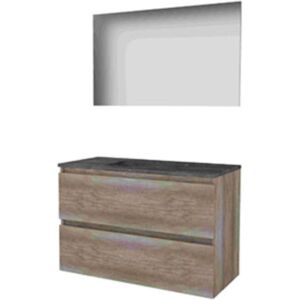 Basic Line Basic-Line Basic 46 Badkamermeubelset - 100 x 46 cm - Greeploos - 2 Lades - Hardstenen Wastafel - 1 Kraangat - Spiegel - Scotch Oak Basic Line Basic-Line Basic 46 Badkamermeubelset - 100 x 46 cm - Greeploos - 2 Lades - Hardstenen Wastafel - 1 Kraangat - Spiegel - Scotch Oak