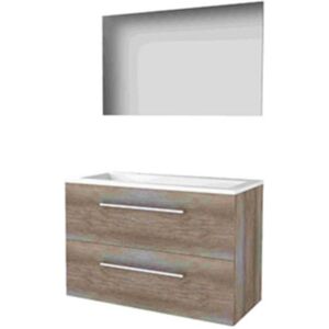 Basic Line Basic-Line Basic 46 Badkamermeubelset - 100 x 46 cm - Met Grepen - 2 Lades - Acryl Wastafel - 2 Kraangaten - Spiegel - Scotch Oak Basic Line Basic-Line Basic 46 Badkamermeubelset - 100 x 46 cm - Met Grepen - 2 Lades - Acryl Wastafel - 2 Kraangaten - Spiegel - Scotch Oak
