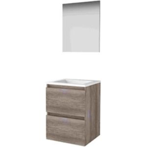 Basic Line Basic-Line Basic 46 Badkamermeubelset - 50 x 46 cm - Greeploos - 2 Lades - Acryl Wastafel - 1 Kraangat - Spiegel - Scotch Oak Basic Line Basic-Line Basic 46 Badkamermeubelset - 50 x 46 cm - Greeploos - 2 Lades - Acryl Wastafel - 1 Kraangat - Spiegel - Scotch Oak