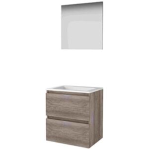 Basic Line Basic-Line Basic 46 Badkamermeubelset - 60 x 46 cm - Greeploos - 2 Lades - Acryl Wastafel - Zonder Kraangat - Spiegel - Scotch Oak Basic Line Basic-Line Basic 46 Badkamermeubelset - 60 x 46 cm - Greeploos - 2 Lades - Acryl Wastafel - Zonder Kraangat - Spiegel - Scotch Oak