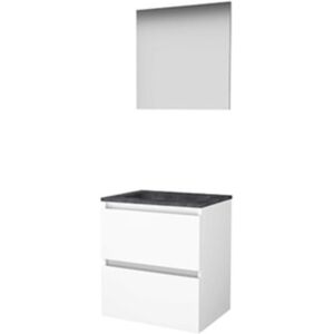 Basic Line Basic-Line Basic 46 Badkamermeubelset - 60 x 46 cm - Greeploos - 2 Lades - Hardstenen Wastafel - 1 Kraangat - Spiegel - Ice White Basic Line Basic-Line Basic 46 Badkamermeubelset - 60 x 46 cm - Greeploos - 2 Lades - Hardstenen Wastafel - 1 Kraangat - Spiegel - Ice White