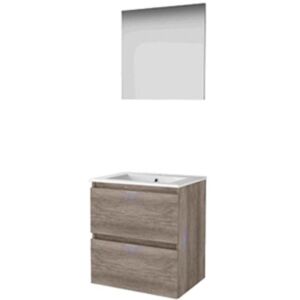 Basic Line Basic-Line Basic 46 Badkamermeubelset - 60 x 46 cm - Greeploos - 2 Lades - Keramische Wastafel - 1 Kraangat - Spiegel - Scotch Oak Basic Line Basic-Line Basic 46 Badkamermeubelset - 60 x 46 cm - Greeploos - 2 Lades - Keramische Wastafel - 1 Kraangat - Spiegel - Scotch Oak