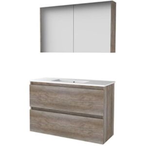 Basic Line Basic-Line Comfort 39 Badkamermeubelset - Ondiep - 100 x 39 cm - Greeploos - 2 Lades - Keramische Wastafel - 1 Kraangat - Spiegelkast - Scotch Oak Basic Line Basic-Line Comfort 39 Badkamermeubelset - Ondiep - 100 x 39 cm - Greeploos - 2 Lades - Keramische Wastafel - 1 Kraangat - Spiegelkast - Scotch Oak
