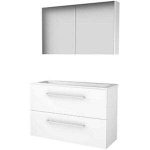 Basic Line Basic-Line Comfort 39 Badkamermeubelset - Ondiep - 100 x 39 cm - Met Grepen - 2 Lades - Acryl Wastafel - 2 Kraangaten - Spiegelkast - Ice White Basic Line Basic-Line Comfort 39 Badkamermeubelset - Ondiep - 100 x 39 cm - Met Grepen - 2 Lades - Acryl Wastafel - 2 Kraangaten - Spiegelkast - Ice White