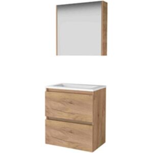 Basic Line Basic-Line Comfort 39 Badkamermeubelset - Ondiep - 60 x 39 cm - Greeploos - 2 Lades - Acryl Wastafel - Zonder Kraangat - Spiegelkast - Whisky Oak Basic Line Basic-Line Comfort 39 Badkamermeubelset - Ondiep - 60 x 39 cm - Greeploos - 2 Lades - Acryl Wastafel - Zonder Kraangat - Spiegelkast - Whisky Oak