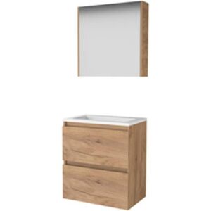 Basic Line Basic-Line Comfort 39 Badkamermeubelset - Ondiep - 60 x 39 cm - Greeploos - 2 Lades - Keramische Wastafel - 1 Kraangat - Spiegelkast - Whisky Oak Basic Line Basic-Line Comfort 39 Badkamermeubelset - Ondiep - 60 x 39 cm - Greeploos - 2 Lades - Keramische Wastafel - 1 Kraangat - Spiegelkast - Whisky Oak