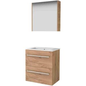 Basic Line Basic-Line Comfort 39 Badkamermeubelset - Ondiep - 60 x 39 cm - Met Grepen - 2 Lades - Keramische Wastafel - 1 Kraangat - Spiegelkast - Whisky Oak Basic Line Basic-Line Comfort 39 Badkamermeubelset - Ondiep - 60 x 39 cm - Met Grepen - 2 Lades - Keramische Wastafel - 1 Kraangat - Spiegelkast - Whisky Oak