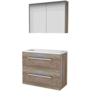 Basic Line Basic-Line Comfort 39 Badkamermeubelset - Ondiep - 80 x 39 cm - Met Grepen - 2 Lades - Acryl Wastafel - 1 Kraangat - Spiegelkast - Scotch Oak Basic Line Basic-Line Comfort 39 Badkamermeubelset - Ondiep - 80 x 39 cm - Met Grepen - 2 Lades - Acryl Wastafel - 1 Kraangat - Spiegelkast - Scotch Oak