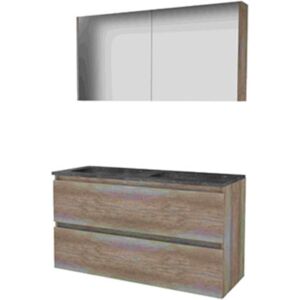 Basic Line Basic-Line Comfort 46 Badkamermeubelset - 120 x 46 cm - Greeploos - 2 Lades - Hardstenen Wastafel - 2 Kraangaten - Spiegelkast - Scotch Oak Basic Line Basic-Line Comfort 46 Badkamermeubelset - 120 x 46 cm - Greeploos - 2 Lades - Hardstenen Wastafel - 2 Kraangaten - Spiegelkast - Scotch Oak