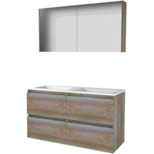 Basic Line Basic-Line Comfort 46 Badkamermeubelset - 120 x 46 cm - Greeploos - 4 Lades - Acryl Wastafel - 2 Kraangaten - Spiegelkast - Scotch Oak Basic Line Basic-Line Comfort 46 Badkamermeubelset - 120 x 46 cm - Greeploos - 4 Lades - Acryl Wastafel - 2 Kraangaten - Spiegelkast - Scotch Oak