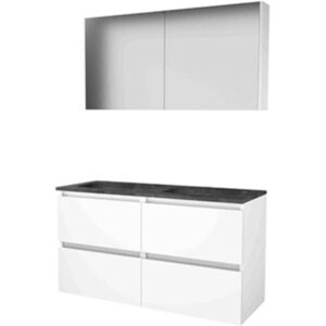 Basic Line Basic-Line Comfort 46 Badkamermeubelset - 120 x 46 cm - Greeploos - 4 Lades - Hardstenen Wastafel - Zonder Kraangat - Spiegelkast - Ice White Basic Line Basic-Line Comfort 46 Badkamermeubelset - 120 x 46 cm - Greeploos - 4 Lades - Hardstenen Wastafel - Zonder Kraangat - Spiegelkast - Ice White