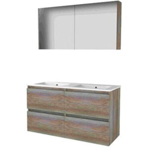 Basic Line Basic-Line Comfort 46 Badkamermeubelset - 120 x 46 cm - Greeploos - 4 Lades - Keramische Wastafel - 2 Kraangaten - Spiegelkast - Scotch Oak Basic Line Basic-Line Comfort 46 Badkamermeubelset - 120 x 46 cm - Greeploos - 4 Lades - Keramische Wastafel - 2 Kraangaten - Spiegelkast - Scotch Oak