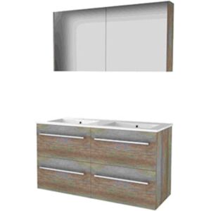 Basic Line Basic-Line Comfort 46 Badkamermeubelset - 120 x 46 cm - Met Grepen - 4 Lades - Keramische Wastafel - 2 Kraangaten - Spiegelkast - Scotch Oak Basic Line Basic-Line Comfort 46 Badkamermeubelset - 120 x 46 cm - Met Grepen - 4 Lades - Keramische Wastafel - 2 Kraangaten - Spiegelkast - Scotch Oak