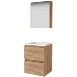 Basic Line Basic-Line Comfort 46 Badkamermeubelset - 50 x 46 cm - Greeploos - 2 Lades - Acryl Wastafel - Zonder Kraangat - Spiegelkast - Whisky Oak Basic Line Basic-Line Comfort 46 Badkamermeubelset - 50 x 46 cm - Greeploos - 2 Lades - Acryl Wastafel - Zonder Kraangat - Spiegelkast - Whisky Oak