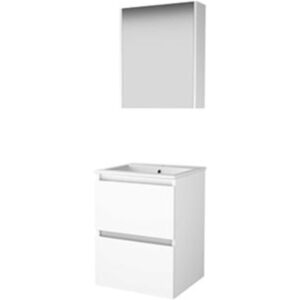 Basic Line Basic-Line Comfort 46 Badkamermeubelset - 50 x 46 cm - Greeploos - 2 Lades - Keramische Wastafel - 1 Kraangat - Spiegelkast - Ice White Basic Line Basic-Line Comfort 46 Badkamermeubelset - 50 x 46 cm - Greeploos - 2 Lades - Keramische Wastafel - 1 Kraangat - Spiegelkast - Ice White
