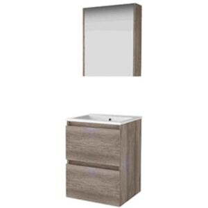 Basic Line Basic-Line Comfort 46 Badkamermeubelset - 50 x 46 cm - Greeploos - 2 Lades - Keramische Wastafel - 1 Kraangat - Spiegelkast - Scotch Oak Basic Line Basic-Line Comfort 46 Badkamermeubelset - 50 x 46 cm - Greeploos - 2 Lades - Keramische Wastafel - 1 Kraangat - Spiegelkast - Scotch Oak