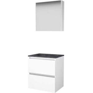 Basic Line Basic-Line Comfort 46 Badkamermeubelset - 60 x 46 cm - Greeploos - 2 Lades - Hardstenen Wastafel - 1 Kraangat - Spiegelkast - Ice White Basic Line Basic-Line Comfort 46 Badkamermeubelset - 60 x 46 cm - Greeploos - 2 Lades - Hardstenen Wastafel - 1 Kraangat - Spiegelkast - Ice White